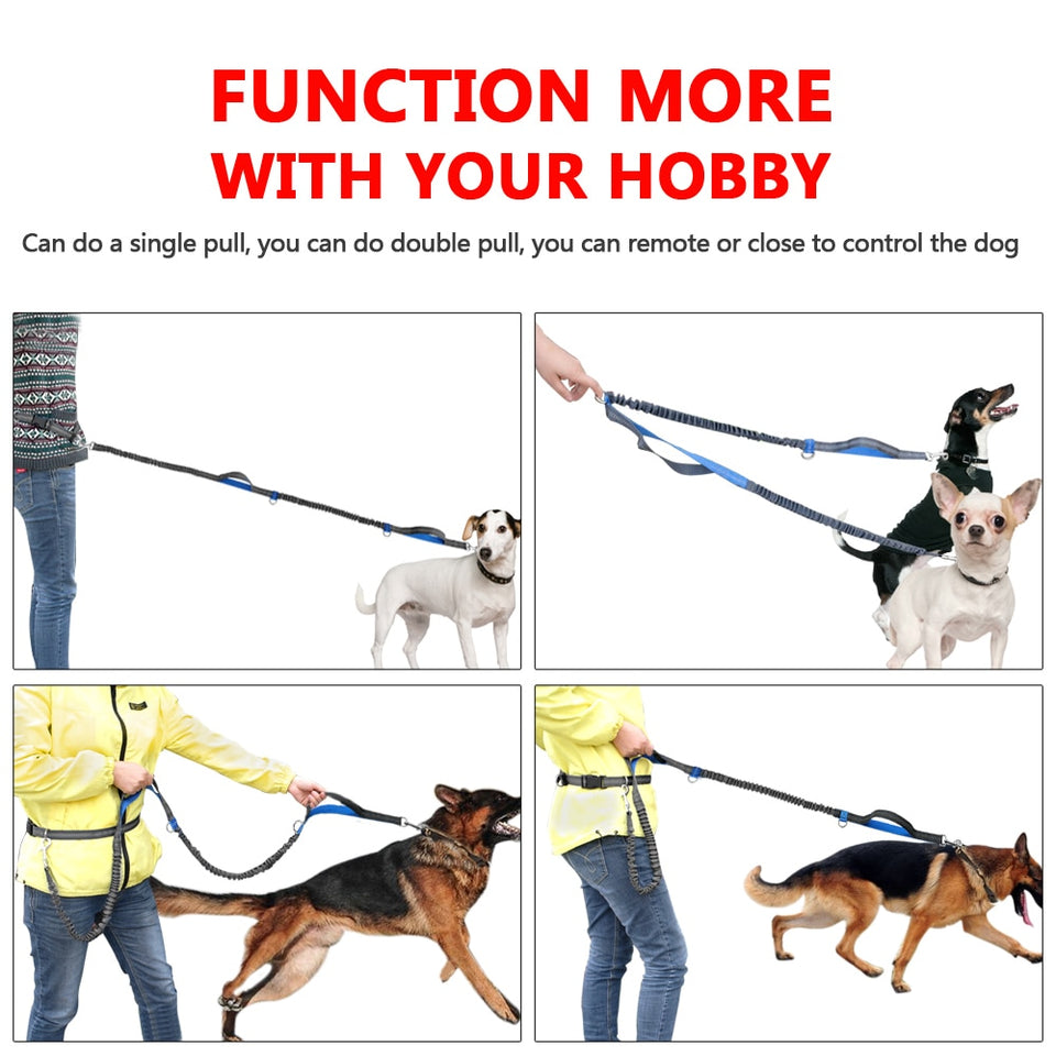 Retractable Hands Free Dog Leash With Optional Dual Handle