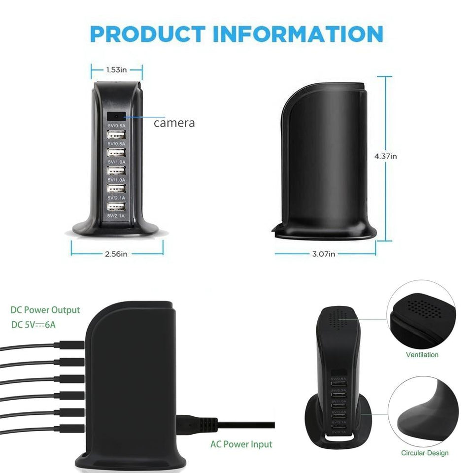 USB CHARGING STATION with WIFI Remote Surveillance Camera